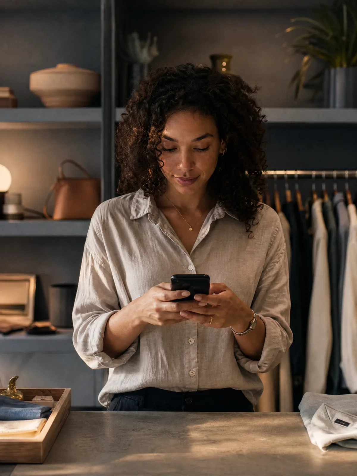 Consultora atendendo clientes pelo WhatsApp com apoio de IA