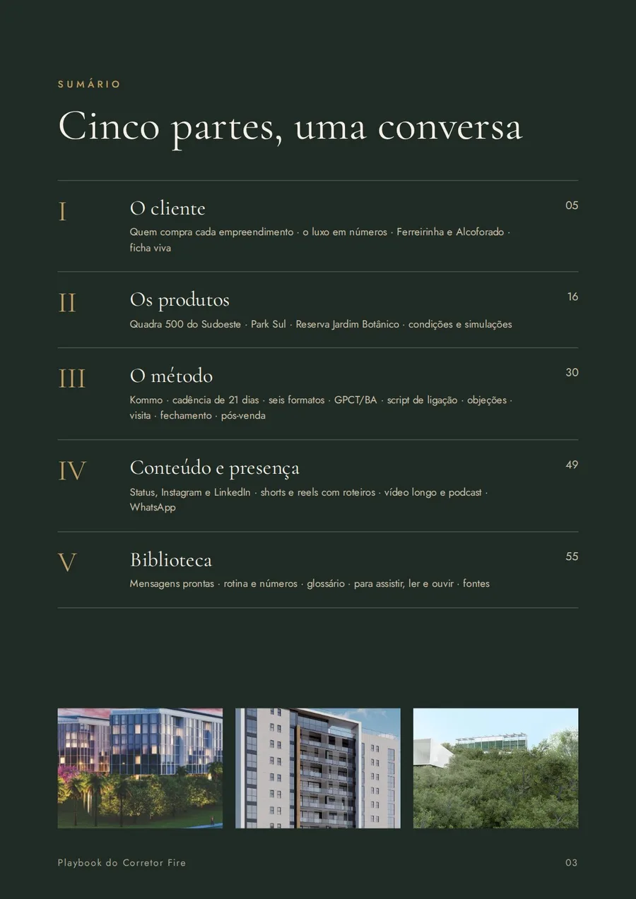 Sumário: cinco partes, uma conversa