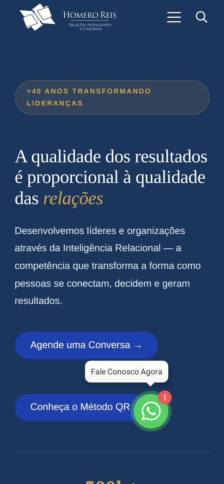 Versão mobile do site